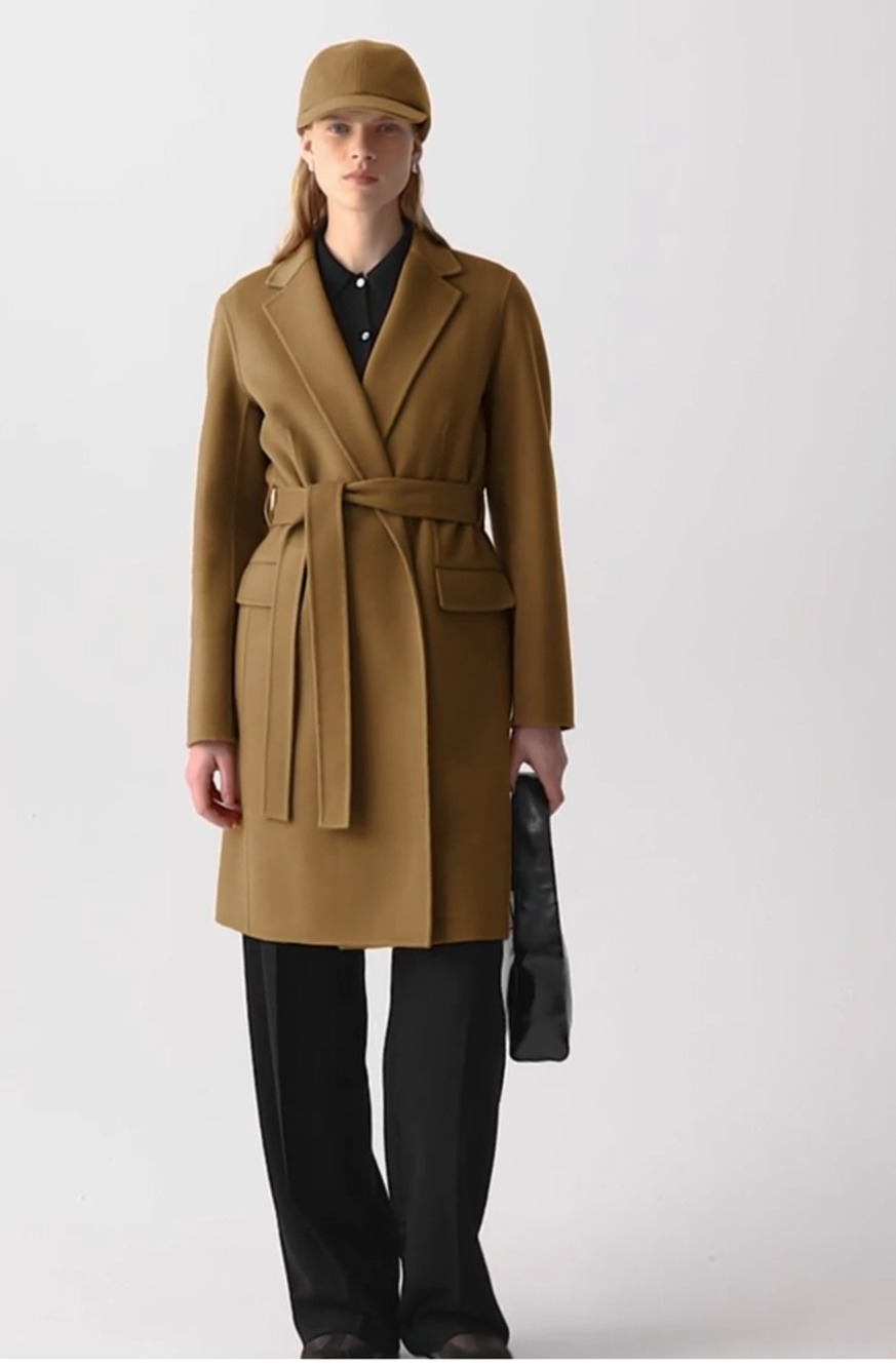 NWT Theory Belted Coat in Double-Face Wool-Cashmere Size XL Wood